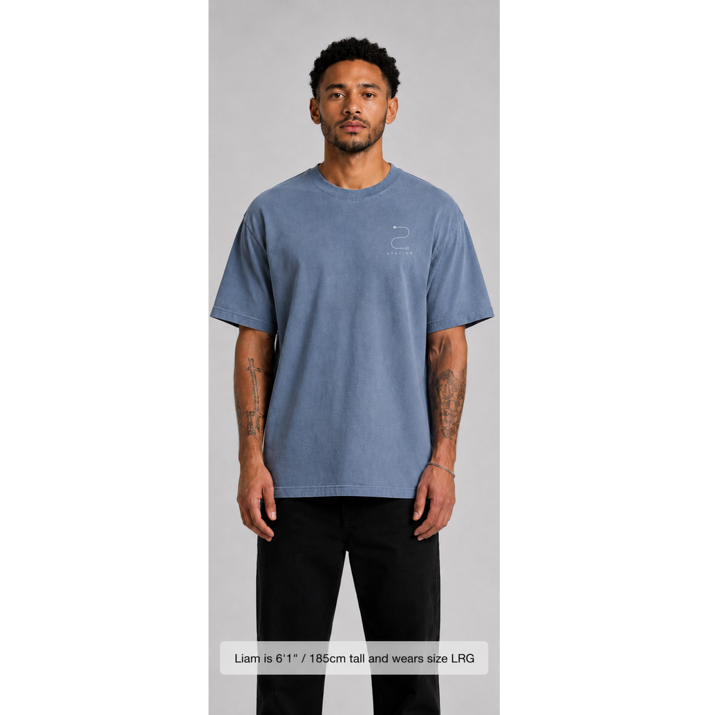 (Pre-order dispatch 20th August) STATION Faded Tee - Powder Blue