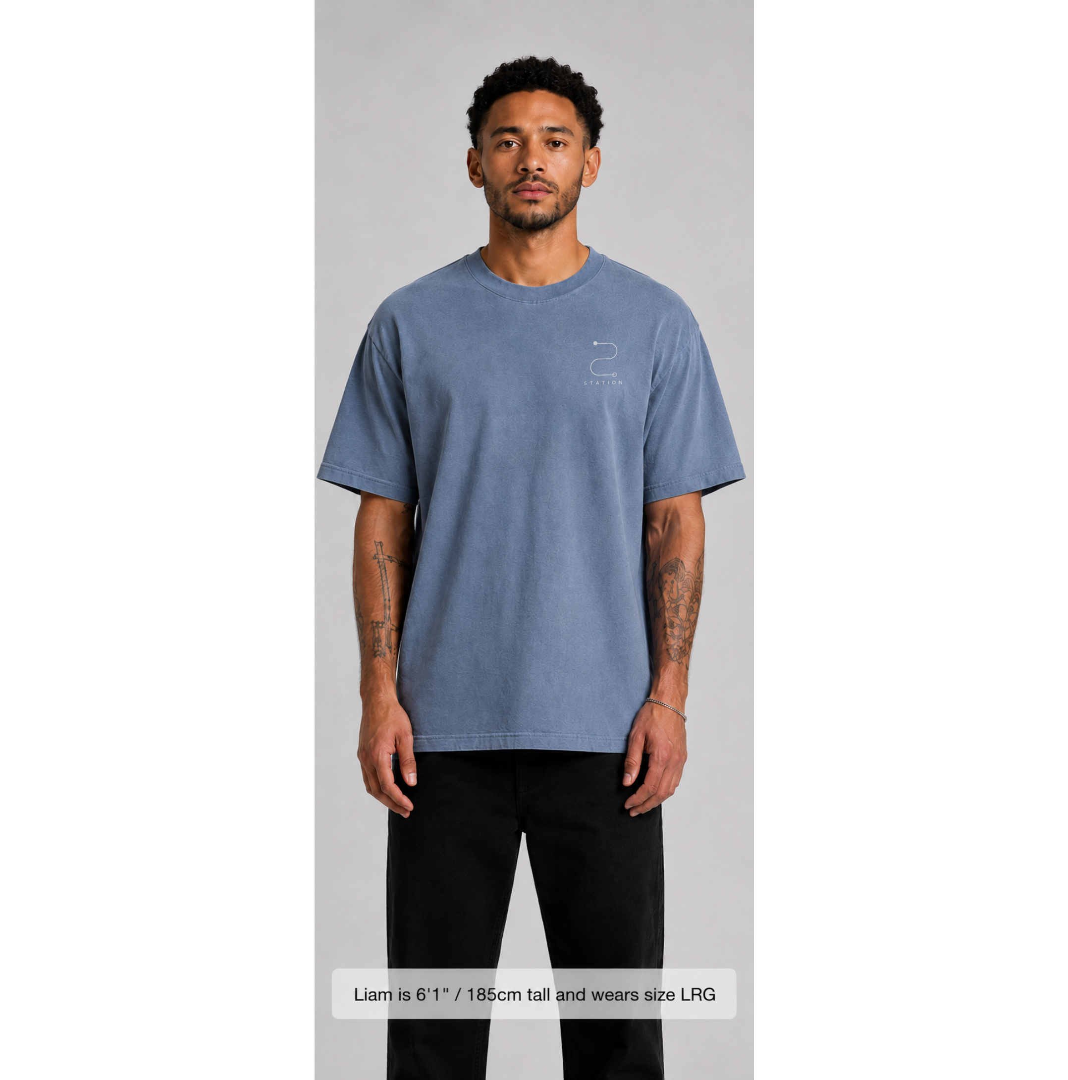 (Pre-order dispatch 20th August) STATION Faded Tee - Powder Blue