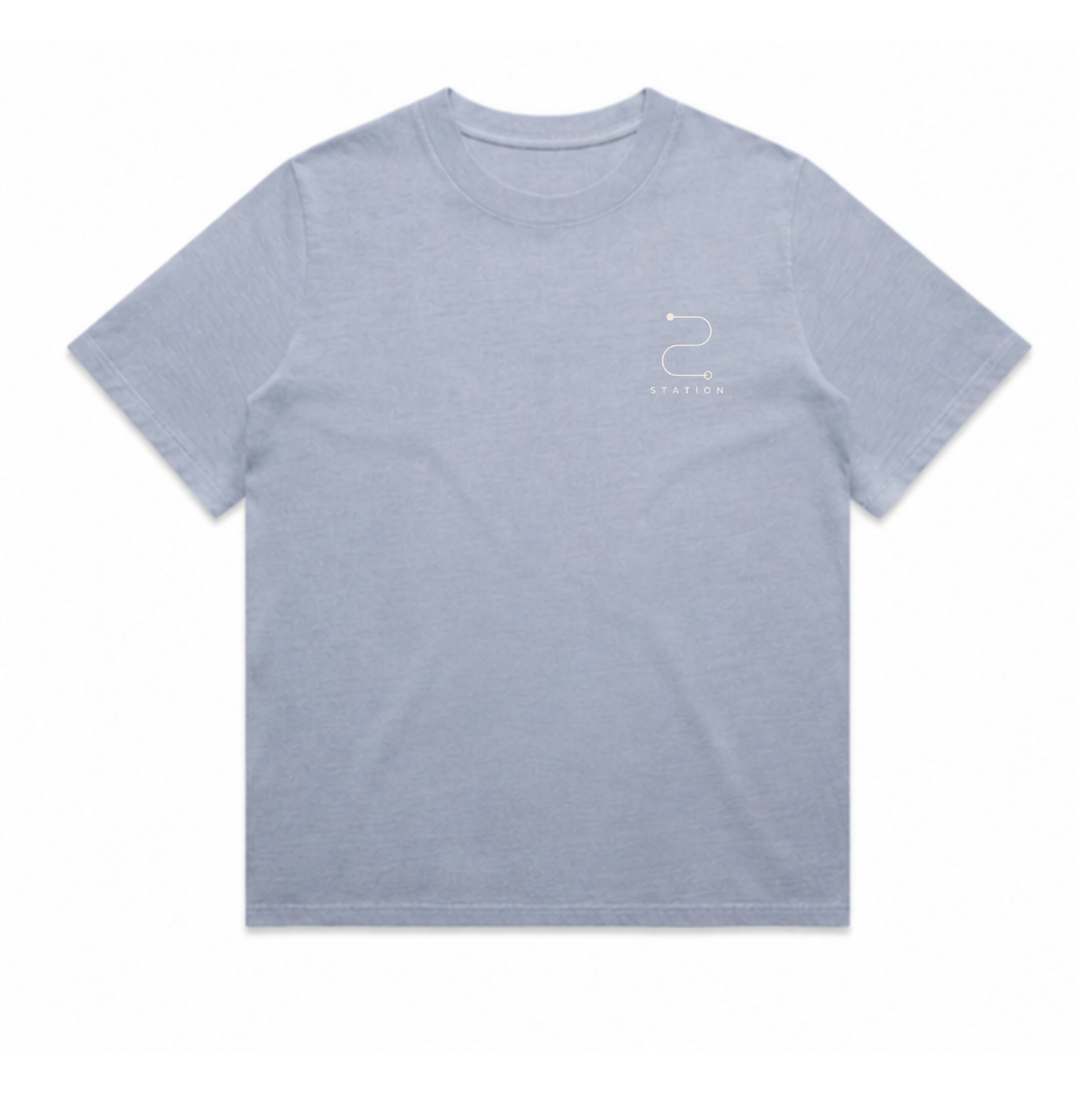 (Pre-order dispatch 20th August) STATION Woman's Faded  Tee - Powder Blue