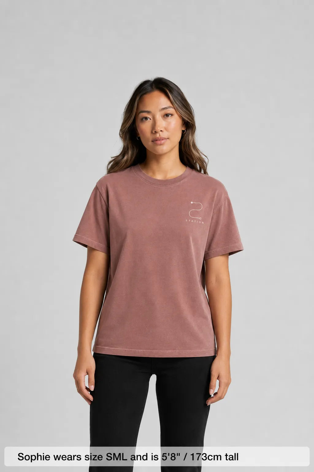 STATION Woman's Faded  Tee - Dusky Pink